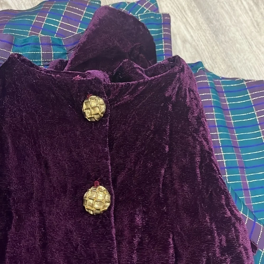 Handmade Vintage Holiday outfit 10/12 velvet cardigan and plaid skirt